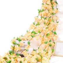 pièces 230 cm vignes de fleurs de cerisier artificielles, plantes suspendues guirlande de soie fausses fleurs de cerisier pour les mariages maison