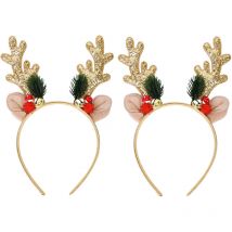 Yzmrbdqc - pièces bandeau de noël bandeau de bois de renne doré avec cloche paillettes cerceau de cheveux coiffure en corne de cerf pour femmes