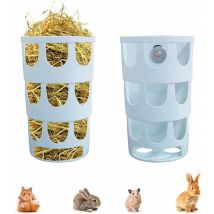 Pieces Grass Feeder, Hay Feeder, Rabbit Hay Feeder, Food Dispensers Hangable Plastic Bowl Porous Eating, for Guinea Pig, Chinchilla, Rabbits, Blue