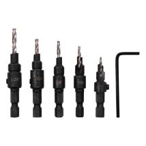 Beijiyi - 6pcs hss Hex Shank Drill Bit 5 6 8 10 12 1/4 Inch Adjustable Hole Woodworking Tool with Hex Wrench Screw Reamer Drill Bit for Wood Plastic