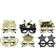 pièces monture de lunettes bonne année 2024 lunettes de fête du réveillon du nouvel an 2024 décoration de Noël lunettes de costume lunettes créatives