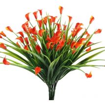 Pièces Plante Artificielle Verte Arbustes Artificiels Fleurs Artificielles Fausses Plantes en Plastique Rouges pour Décoration Buissons Intérieur