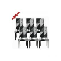 6 Pieces Stretch Chair Covers (Black Geometry), Universal Washable, Easy to Clean Chair Cover for Dining Room Hotel Restaurant Decor