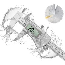 Pied à Coulisse Numériques Digital Etanche + 32PCS Feeler Gauge, 150 mm/ 6 Pouces Calibre Electronique en Acier Inoxydable Fractions/Inch/Métrique,