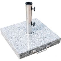 Pied/base de parasol granite gris poignée et roulettes compatible pied parasol ø 35/38/48 mm