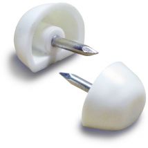 Ajile - Taquet Plastique Rond d'Étagère diam. 16 mm avec Méplat, à Clouer BLANC