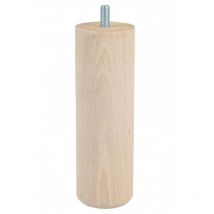Cime - Pied cylindrique de lit M8 en hêtre brut naturel, hauteur 150 mm, diamètre 50 mm
