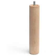 Pied cylindrique en bois d'une hauteur de 250 mm et finition hêtre brut. Dimensions: 50x50x250 mm - talla