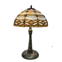 Fijalo - Pied de lampe de table Tiffany avec mosaïque Série Ivoire D-40cm