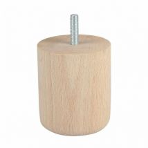 Pied de meuble cylindrique en hêtre brut 80mm