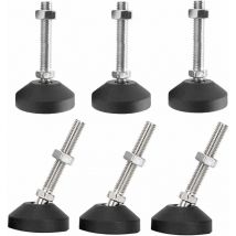 Pied de meuble--Paquet de 6 Pieds Réglables Universels en Silicone D50 × M8 × 50, M8 Base Pivotante Articulé en Nylon Filetée Patins de Glissement