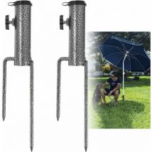 Memkey - Pied de Parasol, 2 Pièces Ancrage Parasol Ancrage Support de Parasol, Élastique Réglable Pied Parasol, Multi-Applications Métal Pied Parasol
