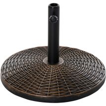 Outsunny - Pied de parasol rond base de lestage ø 53 x 35,5 cm résine imitation rotin poids net 25 Kg noir bronze