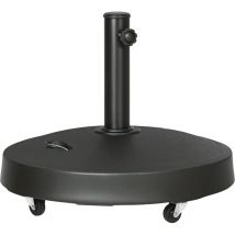 Pied de parasol rond - base de lestage parasol sur roulettes - poids net 24 Kg - résine surface granuleuse noir