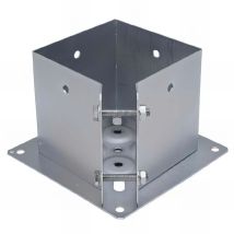 Fixtout - Pied de poteau fendu carré galvanisé à visser - Avec serrage sur un angle - 152 x 150 x 2,0 mm