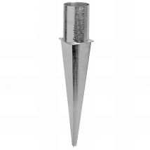 Eurotec - Pied de poteau rond de jardin galvanisé à enfoncer d. 101 mm - Ht. 150 mm
