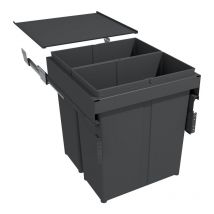 Poubelle coulissante suspendue 80l 2 seaux - Amortisseur : Avec - Contenance : 80 l - Décor : Anthracite - Hauteur : 529 mm - Largeur : 462 mm