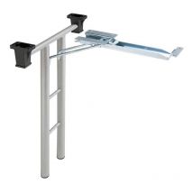 Pied de table rabattable - Hauteur repliée : 95 mm - Hauteur : 710 mm - Matériau : Acier - Décor : Aluminium - MANART