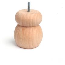 REI - Pied rond en bois hêtre couleur brut mod.450. dimensions ø7,7x10cm