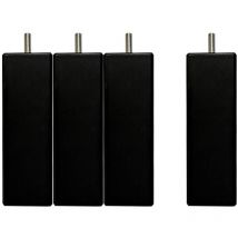 Bellecour literie Jeu de pieds de lit carrés en bois Noirs Hauteur 15 cm (lot de 4)