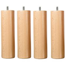 Bellecour literie Jeu de pieds de lit cylindriques en bois Hauteur 20 cm (lot de 4)