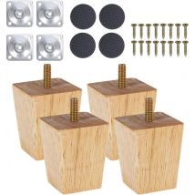 Pieds De Meuble en Bois, 4 Pièces Pieds De Canapé en Bois Coniques, Pieds De Remplacement De Canapé, Canapé Pieds en Bois pour Canapé TV Lit Table à