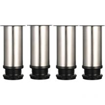 Adjustable Feet - Height 120mm, Thick Furniture Legs, Adjustable Height 0-15mm, Table Legs, Furniture Legs, Brushed Stainless Steel - Stainless Steel