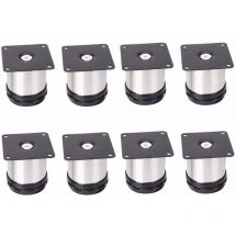 Ahlsen Pieds de meubles 8 Pieds De Meubles RéGlables En Acier Inoxydable,Réglables 50 mm De Hauteur Épaissir les pieds d'armoire Pieds de table Pieds