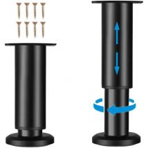 Pieds de meubles en métal réglables - Lot de 4 pieds de canapé/canapé/armoire/lit - Pieds de support de hauteur de 7,08 à 11,81 pouces pour