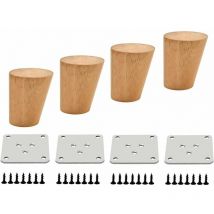 Pieds de table en bois, pieds en bois, pieds de meubles, pieds de canapé avec plaques de montage et vis pour meuble, canapé, table basse, meuble TV