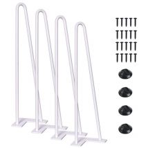 Pieds de table en épingles à cheveux-set de pieds de table en épingles à cheveux (4 piéces)-41 cm-blanc-2 branches