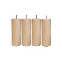 Jeu de pieds Cylindre Cylindre H20cm D7cm vernis naturel filetage 10mm