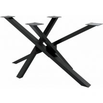 CLP - Pieds Jimmy en métal pour table à manger forme Mikado Noir aspect industriel 140x70x72 cm