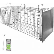 Piège à Animaux Humaine Animal Vivant Piège Cage 120 x 34 x 42 cm Chat Renard Raton Castor Laveur Petigi