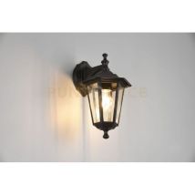 Pienza Applique Da Esterno Down 6 Lati Fusione Di Alluminio Nera E Vetro Trasparente H. 31cm Ip44 1 Luce Attacco E27