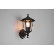 Pienza Applique Da Esterno Up 6 Lati Fusione Di Alluminio Nera E Vetro Trasparente H. 31cm Ip44 1 Luce Attacco E27