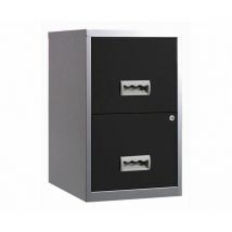 2 Drawer Maxi Tall Filing Cabinet - Silver/Black - Pierre Henry