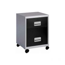 Combi Filing Cabinet 2 Drawer - Silver/Black - Pierre Henry