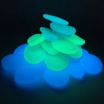 Pietre piatte ecosostenibili che si illuminano al buio in vetro fosforescenti Colore - Blu, Numero Pezzi - 1 kg (Circa 85/90 pietre)