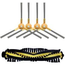 Pieza de repuesto aplicable compatible con el accesorio de robot aspirador Tesvor S6 X500 X520 X600 Pro M1, 1 cepillo de rodillo principal, 4