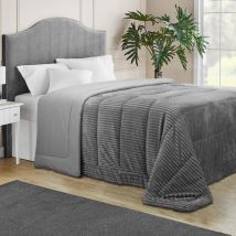 Pikolin Home - Edredón Nórdico Fibra Terciopelo 500gr Raya Gris Cama 150