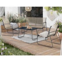 Bestmobilier - Pilar - gartenmöbel für 4 personen - metall und geflochtenes polyrattan - grau / braun