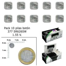 Pila boton oxido de plata 377 / sr626sw (caja 10 pilas) - Maxell