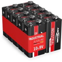 Industrial Piles alcalines 9V pour détecteur de fumée, instrument de mesure, etc. (10 pces) - Ansmann