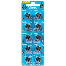 Pile Alcaline Vinnic G10 / Ag10 / 189 / Lr1130 / Lr54 10 Pièces.