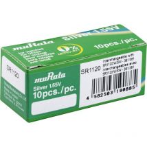 Pile bouton 381 1.55 v 10 pc(s) 60 mAh oxyde d'argent SR1120-PBWW - Murata
