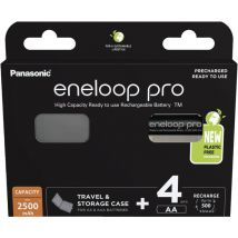 Panasonic - Pile rechargeable LR6 (aa) NiMH eneloop eneloop pro HR06 +Box 2500 mAh 1.2 v 4 pc(s)