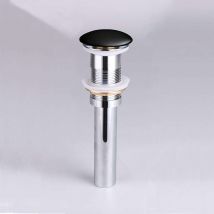 Piezzi - Piletta per lavabo + cover tonda in ceramica nero opaco - bagno