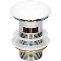 ML-Design Set di Scarico Universale per Lavabo con Troppopieno Coperto in Ceramica Bianca Acciaio Inox Dimensione Installazione Standard 1 1/4 di