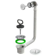Piletta Di Scarico Con Troppo Pieno Tondo Per Lavello In Acciaio Inox Modello Simplex Ø1'1/2 Bonomini